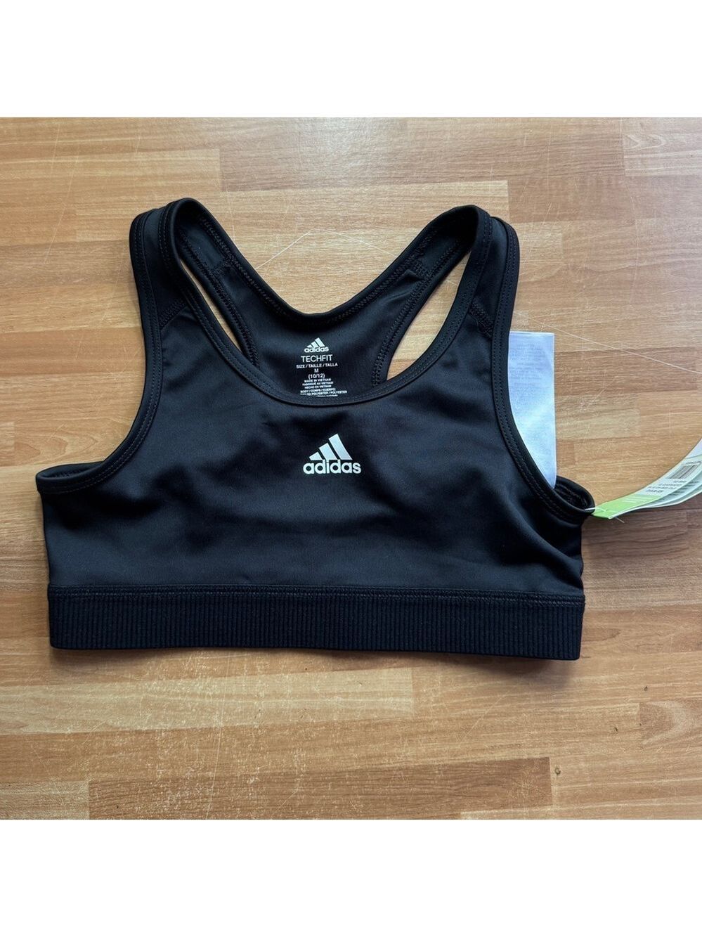 Adidas girls black sports bra , nwt, size 10/12, techfit